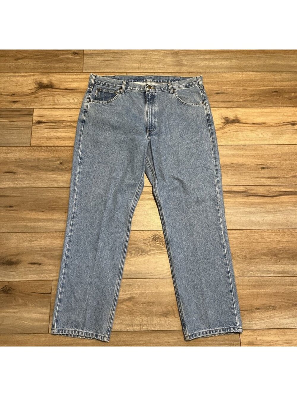 Men's Carhartt Traditional Fit Denim Jeans SZ 40x30 Blue Light Wash Work B18 STW